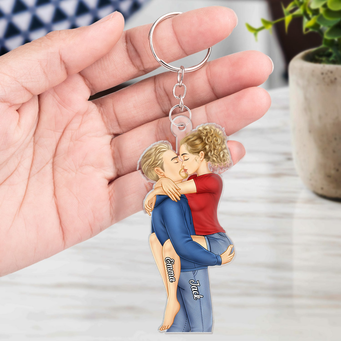 Couple Kissing Personalized Acrylic Keychain personalized acrylic keychain, alternate view 4