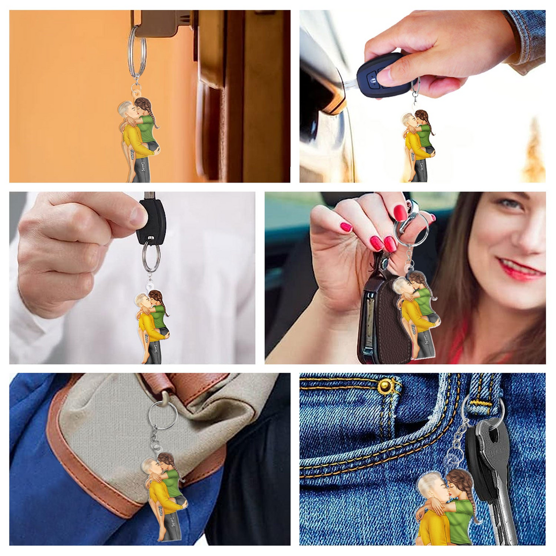 Couple Kissing Personalized Acrylic Keychain personalized acrylic keychain, alternate view 5