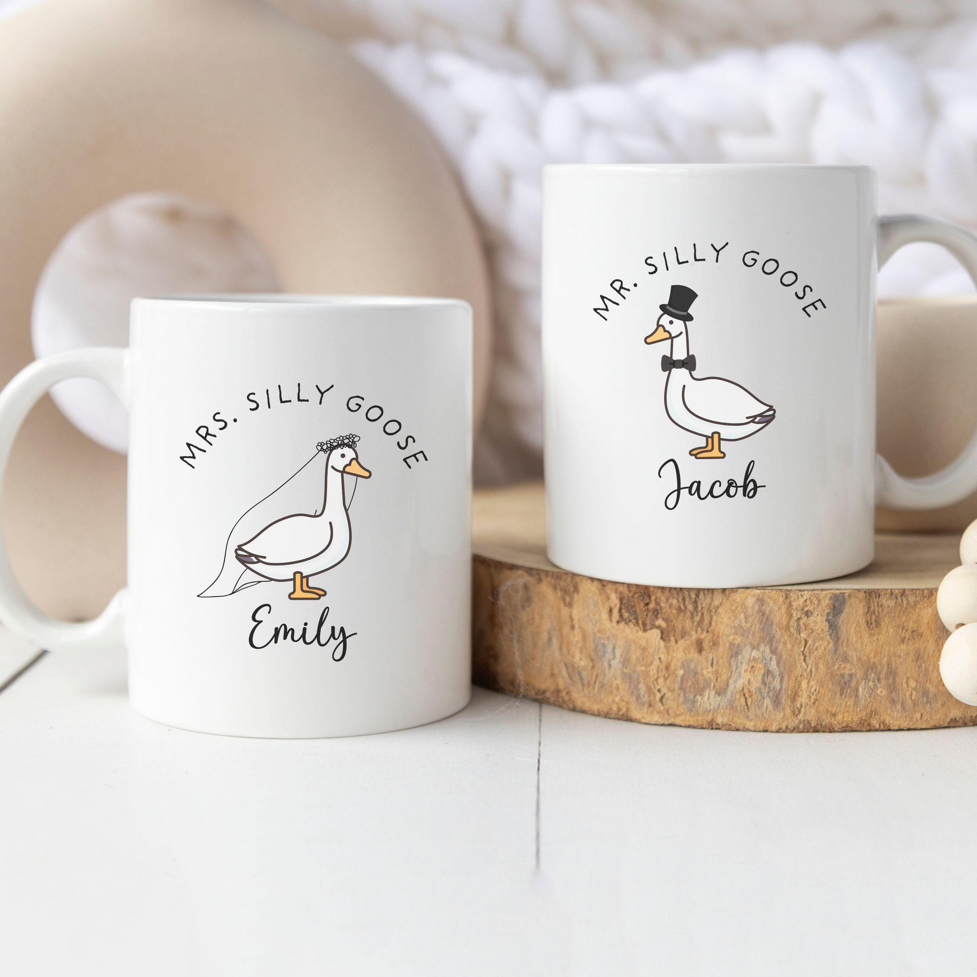 Custom Mr. and Mrs Silly Goose Wedding Mug - Personalized Custom Mug - Newlywed Gift For Couples, Husband, Wife