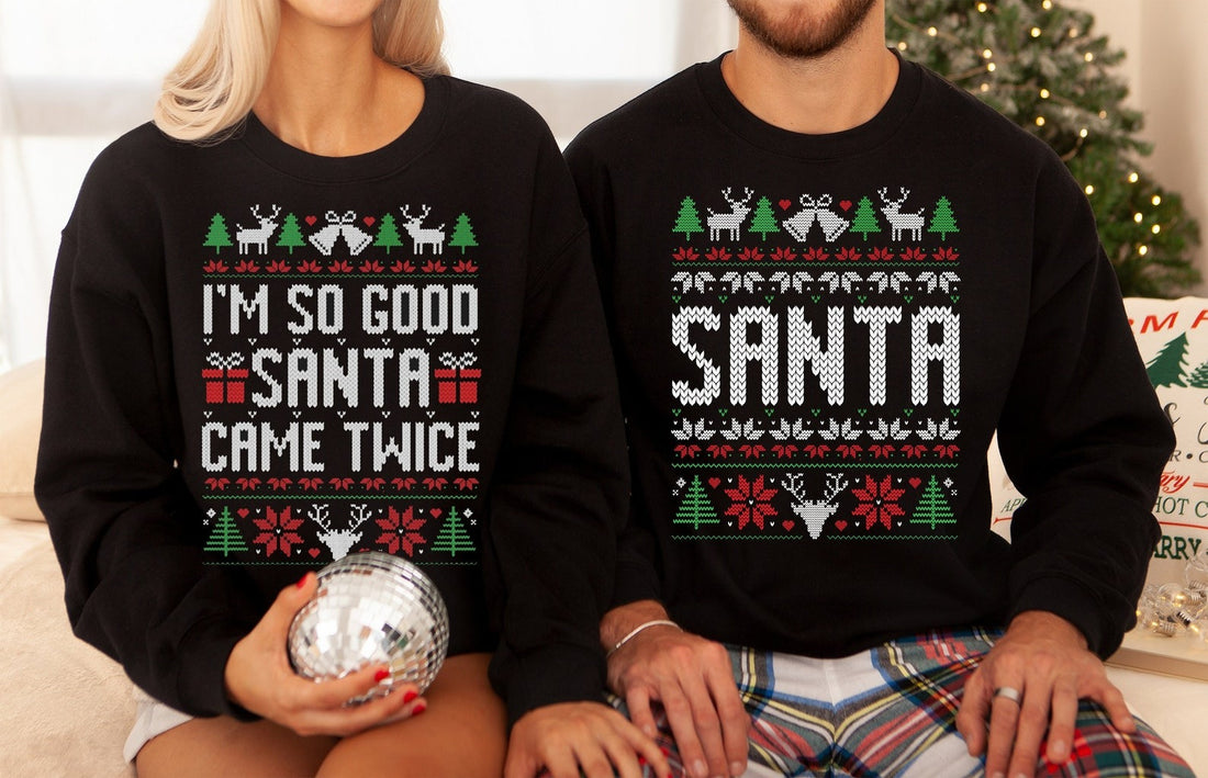 Unisex Funny Couples Ugly Christmas Sweater, Couples Matchin personalized t-shirt, alternate view 4