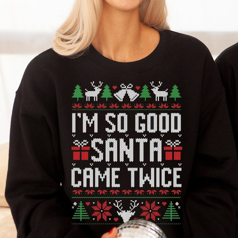 Unisex Funny Couples Ugly Christmas Sweater, Couples Matchin personalized t-shirt, alternate view 2