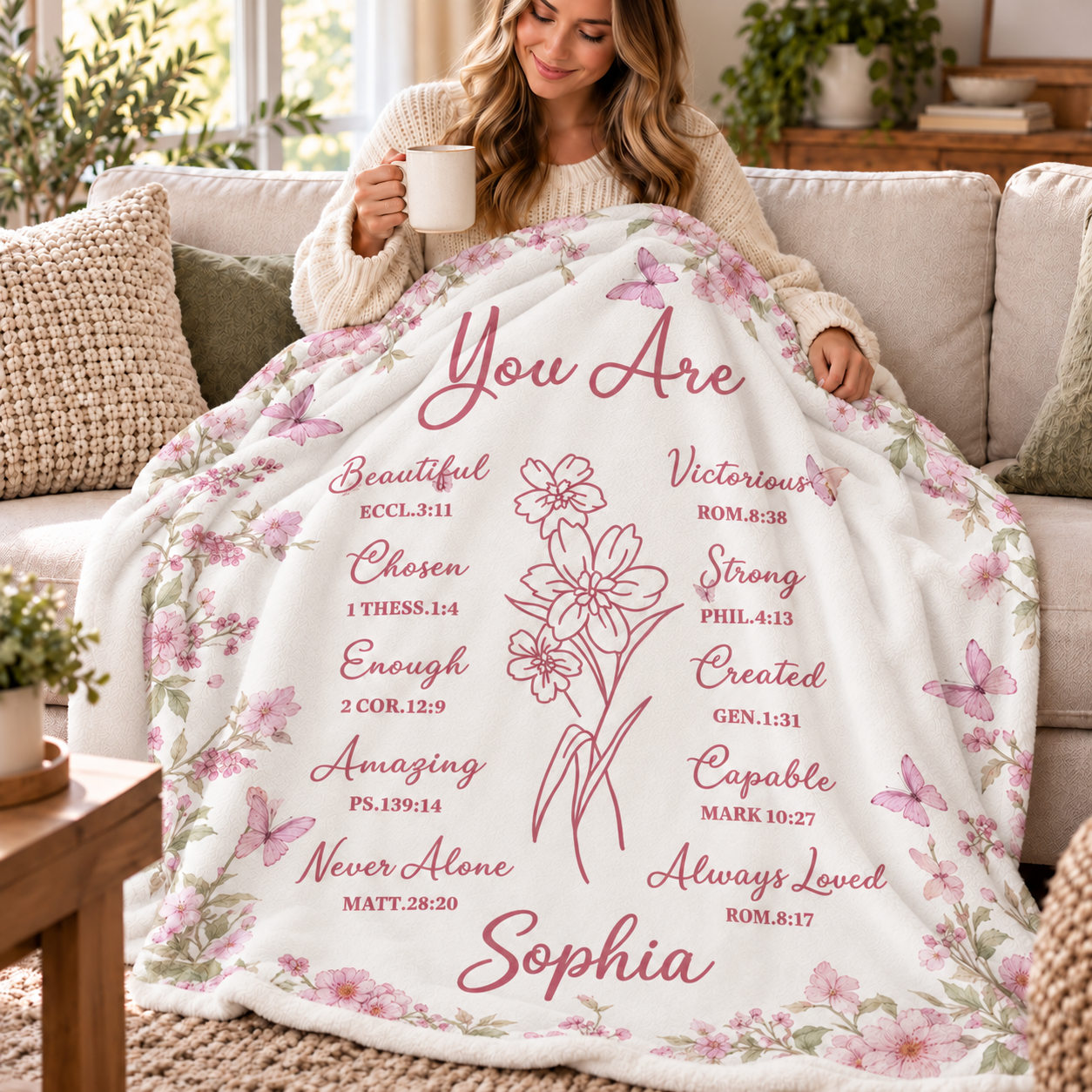 Custom Name You Are Bible Verse Christian - Personalized Custom Blanket - Gift For Women, Girls, Daughter, Granddaughter