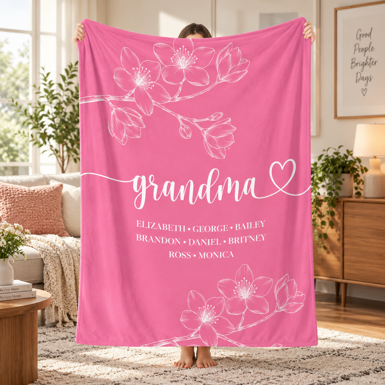 Custom Name Grandkids & Grandma - Personalized Custom Blanket - Gift Ideas For Mom, Grandma, Nana