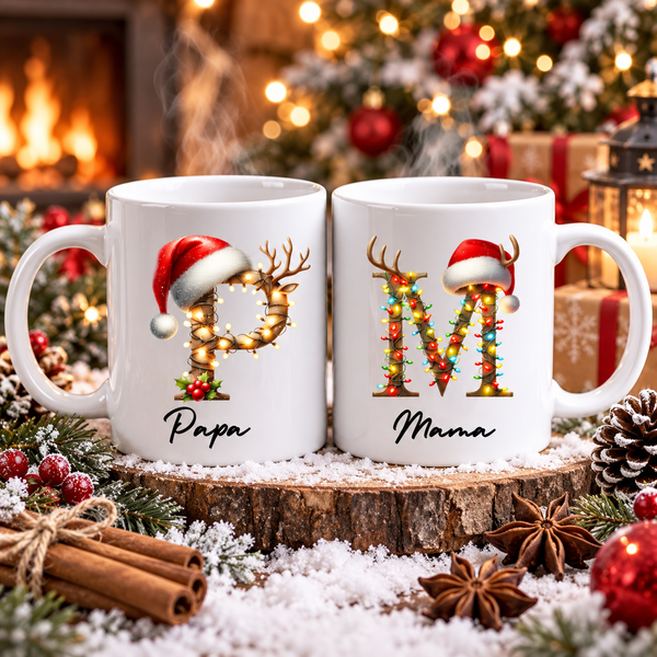 Monogrammed Christmas Mug Custom Name - Personalized Custom Mug - Christmas Gift For Family Members, Friends, Coworkers