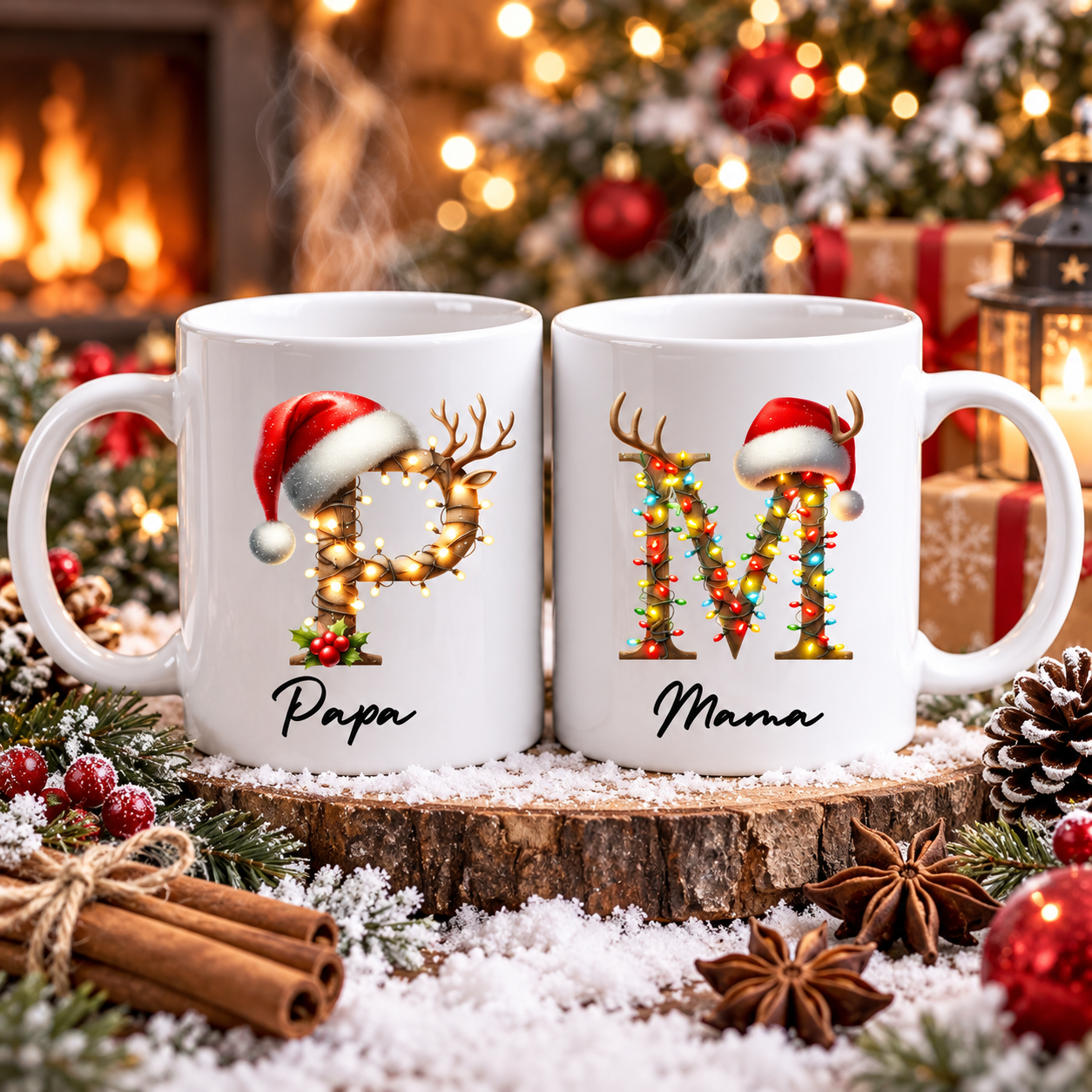 Monogrammed Christmas Mug Custom Name - Personalized Custom Mug - Christmas Gift For Family Members, Friends, Coworkers