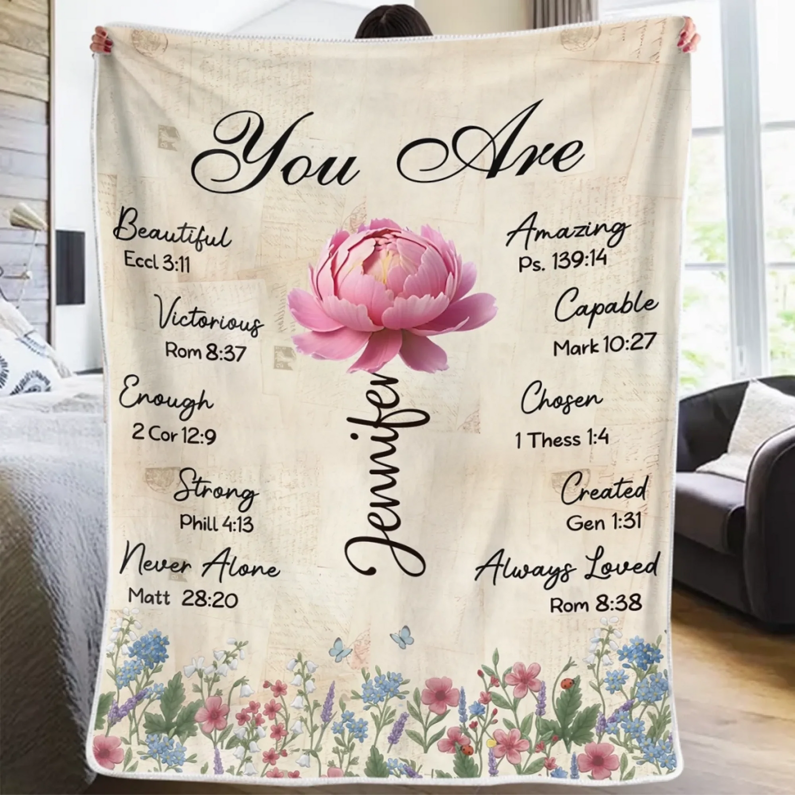 You Are Amazing  - Personalized Custom Blanket - Christian Gift, Bible Verses, Gifts For Besties, Sisters, BFF, Family, Yourself