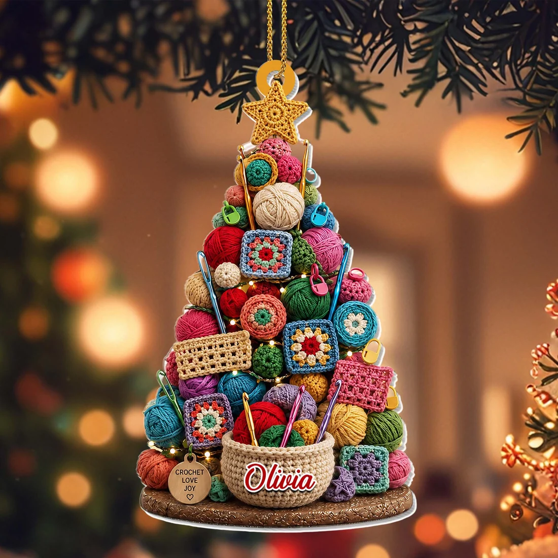 Crochet Love Joy - Personalized Custom Shaped Acrylic Ornament - Christmas Gift For Crochet Lovers