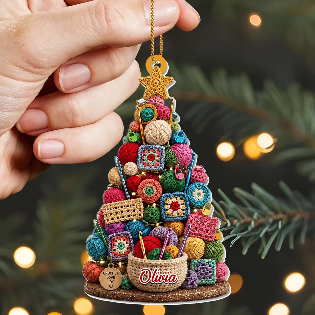 Crochet Love Joy - Personalized Custom Shaped Acrylic Ornament - Christmas Gift For Crochet Lovers