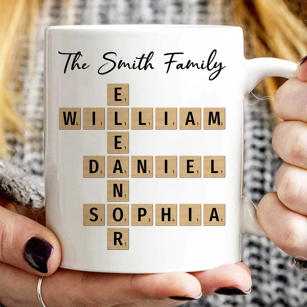Custom Text Create Your Own Crossword Puzzle - Personalized Custom Mug - Gift For Family Members, Friends 1