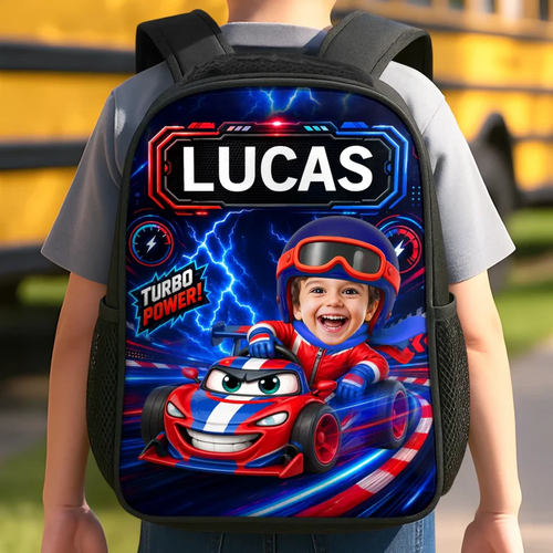 Custom Photo Kids Cruising Into Fun -  Personalized Kid Backpack - Gift For Back To School, First Day of School - Student, Son, Daughter | Kindergarten, Pre-K, Preschool