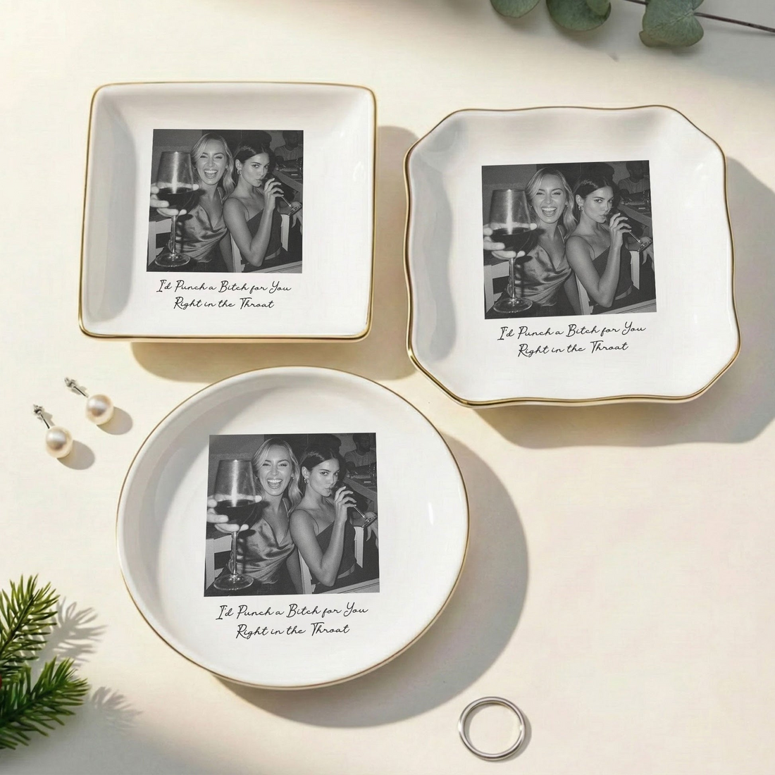 Custom Photo Besties Trinket Tray personalized jewelry dish, alternate view 2