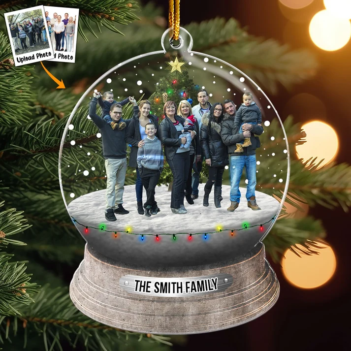 Custom Photo Family Christmas - Personalized Custom Shaped Acrylic Ornament - Gift For Family Members, Mom, Dad, Grandparents