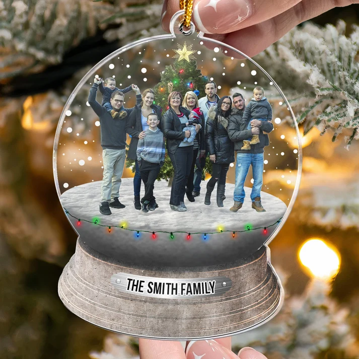 Custom Photo Family Christmas - Personalized Custom Shaped Acrylic Ornament - Gift For Family Members, Mom, Dad, Grandparents