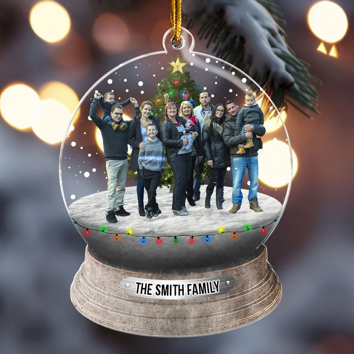 Custom Photo Family Christmas - Personalized Custom Shaped Acrylic Ornament - Gift For Family Members, Mom, Dad, Grandparents