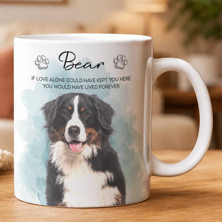 Custom Photo Watercolor Pet Portrait Memorial - Personalized Custom Mug - Pet Memorial Sympathy Gifts For Dog Lovers, Cat Lovers