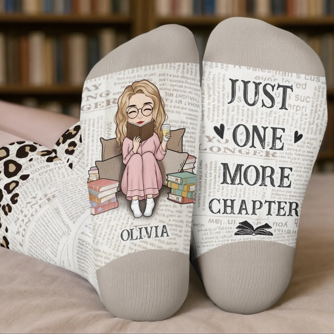 Living My Best Book Life Book Lover - Custom Crew Socks - Gift For Book Lovers, Bookworms, Readers