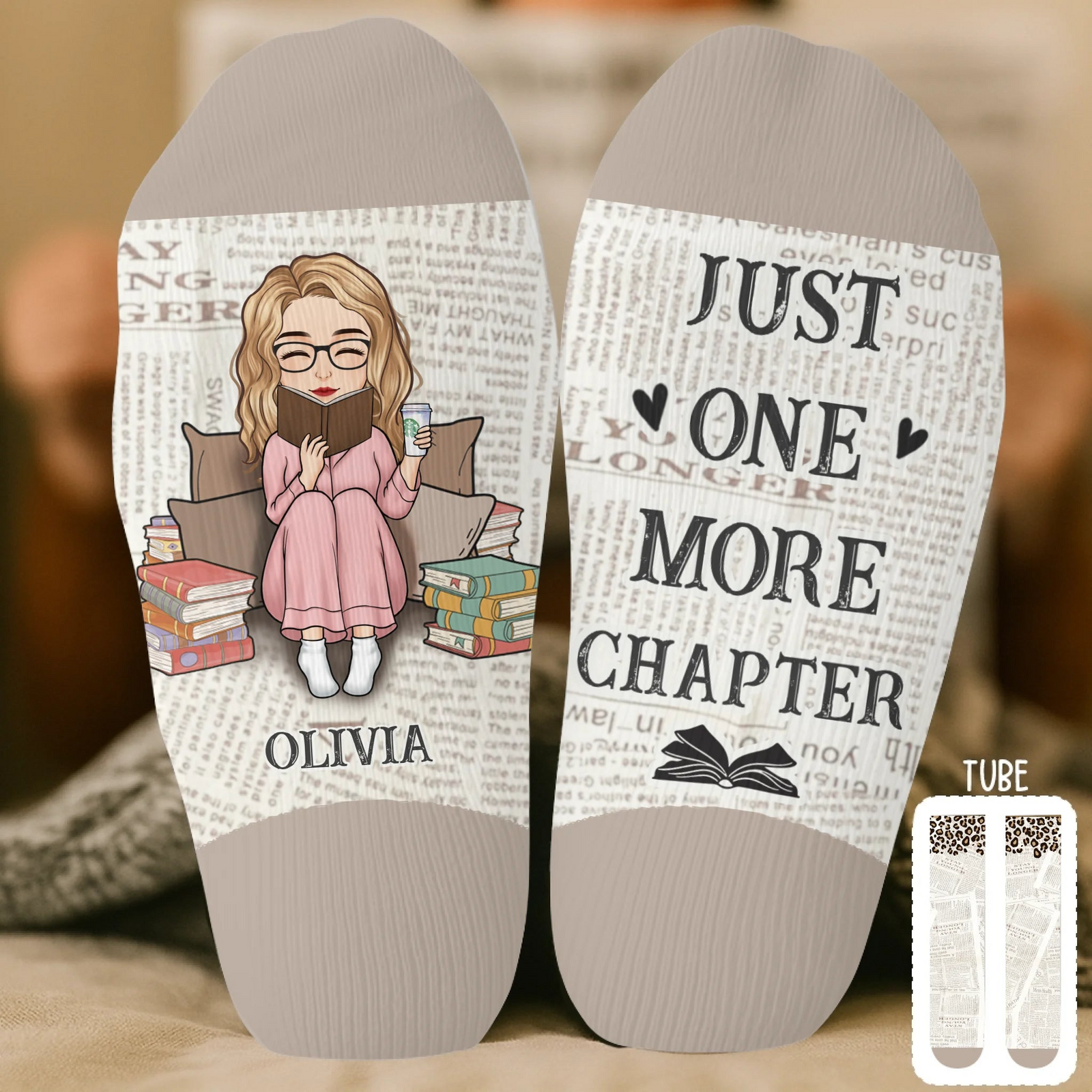 Living My Best Book Life Book Lover - Custom Crew Socks - Gift For Book Lovers, Bookworms, Readers