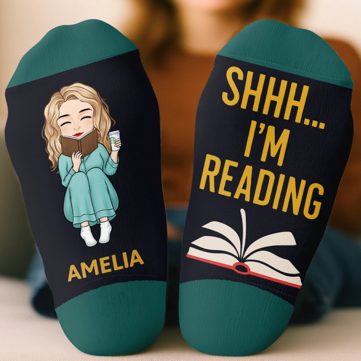 Keeping Up With My Reading Game Book Lover - Custom Crew Socks - Gift For Book Lovers, Bookworms, Readers