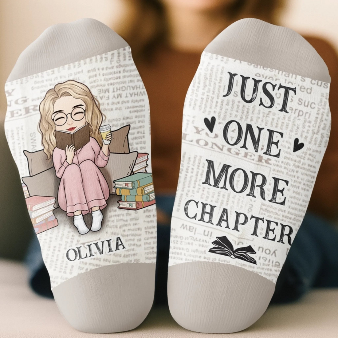 Living My Best Book Life Book Lover - Custom Crew Socks - Gift For Book Lovers, Bookworms, Readers