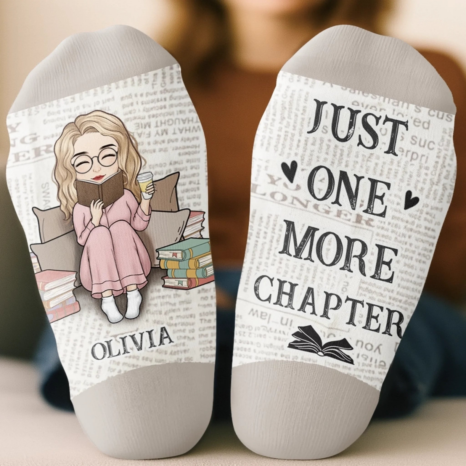 Living My Best Book Life Book Lover - Custom Crew Socks - Gift For Book Lovers, Bookworms, Readers