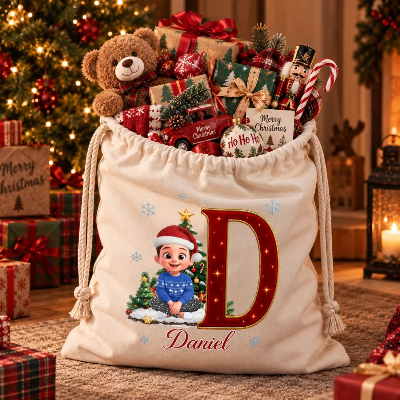 Where Love Comes Together - Personalized Santa Sack - Christmas Gift For Family, Brother, Sister, Kids, Grandkids