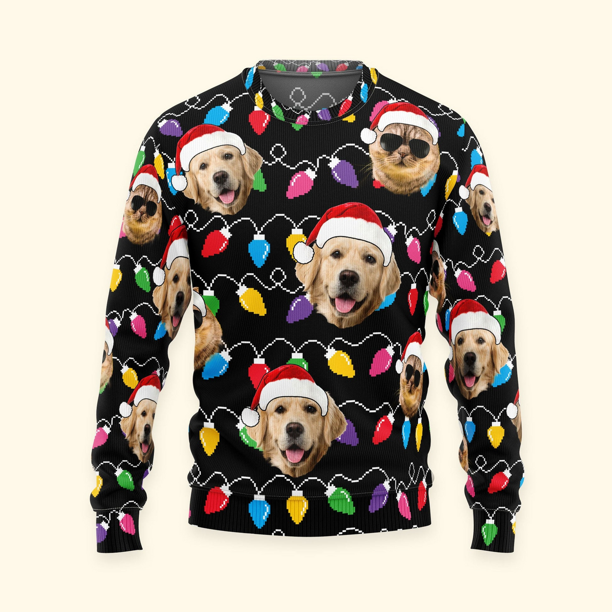 Custom Photo Christmas Family Pet Funny Xmas Leds - Personalized Ugly Sweater | Sweatshirt | Funny Christmas Gifts for Pet Lovers