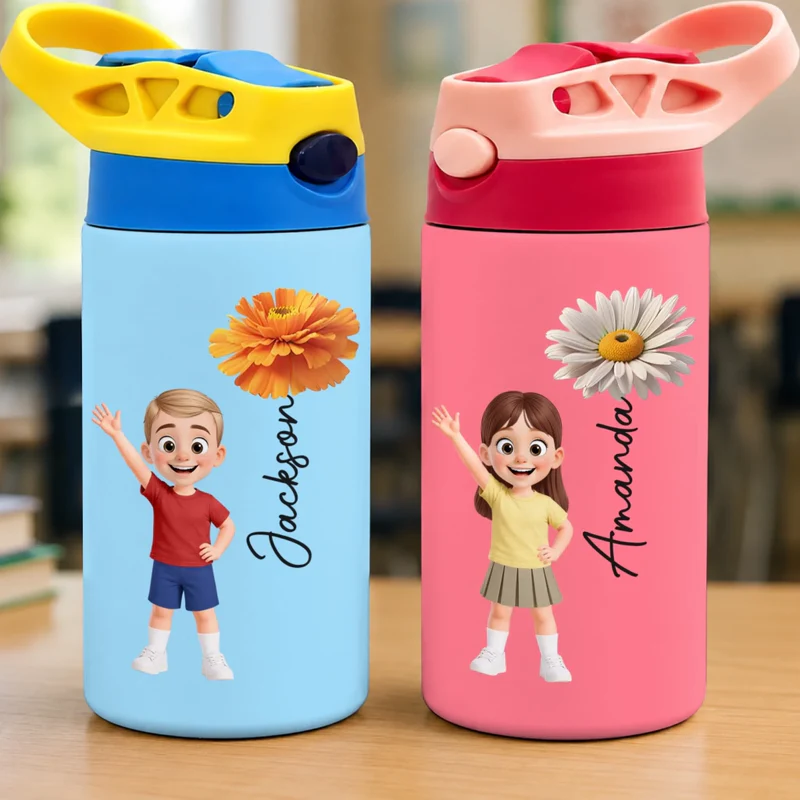 New Year New Adventures Kids Back To School - Personalized Kids Insulated Water Bottle - Gift For Back To School, First Day of School - Student, Son, Daughter | Kindergarten, Pre-K, Preschool