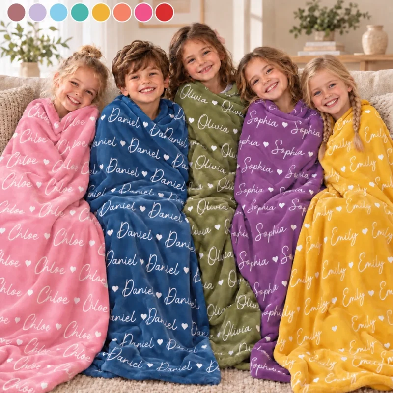 Custom Names Gifts for Kids, Family - Personalized Custom Blanket - Gift for Kids, Grandkids, Son, Daughter