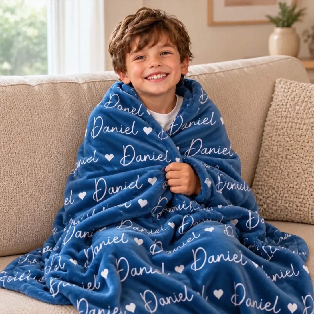 Custom Names Gifts for Kids, Family - Personalized Custom Blanket - Gift for Kids, Grandkids, Son, Daughter