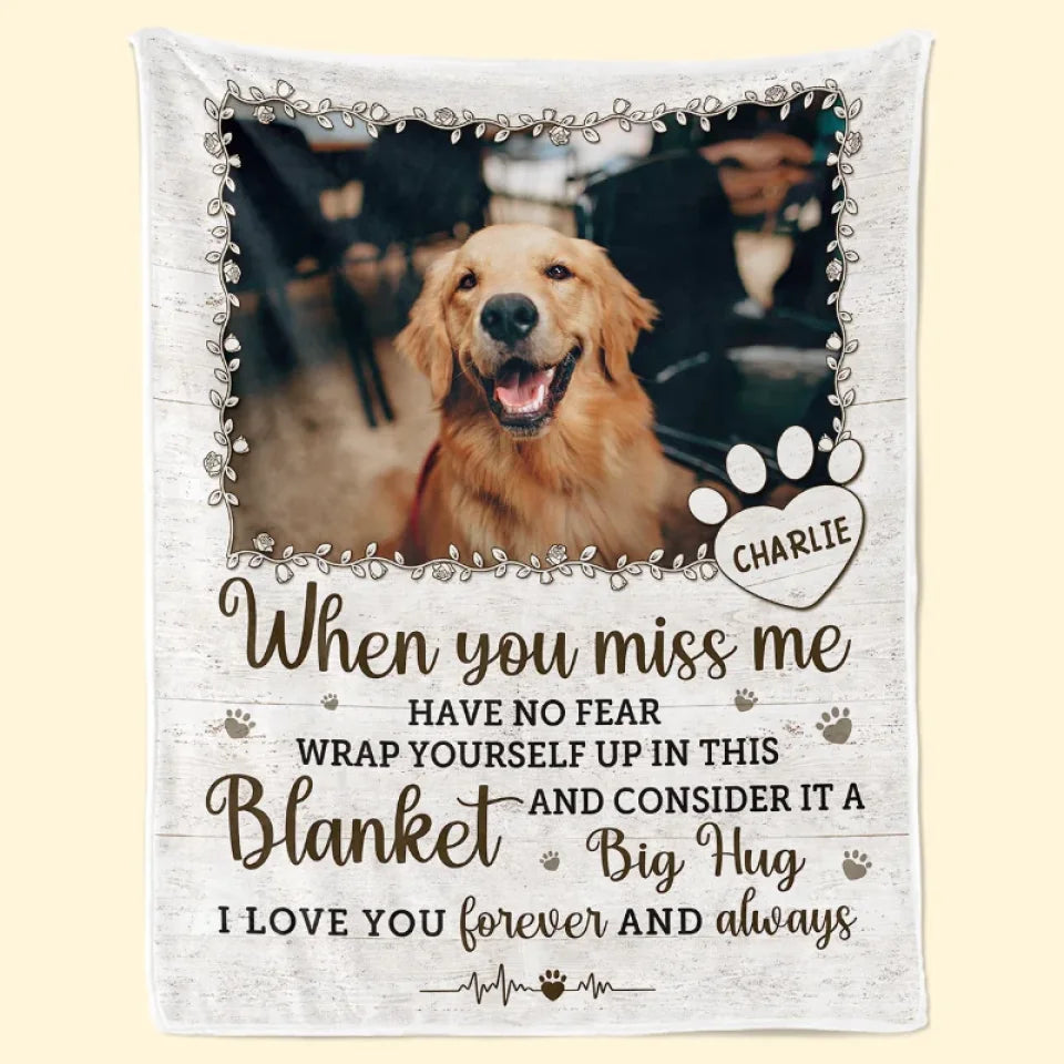 Custom Photo A Big Hug From Me - Pet Memorial Personalized Custom Blanket - Sympathy Gift For Dog Lovers, Cat Lovers, Pet Owners, Pet Lovers 2