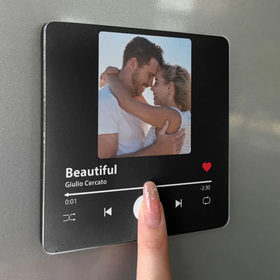 Custom Photo Better Together - Couple Personalized Music Fridge Magnet - Anniversary & Valentine's Gift for Her/Him, Husband/Wife, Couples