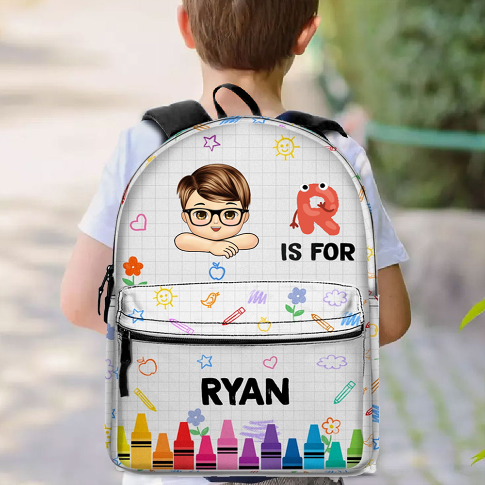 School Boy Kid's Name -  Personalized Kid Backpack - Custom Gift For Back To School, First Day of School - Student, Son, Daughter | Kindergarten, Pre-K, Preschool