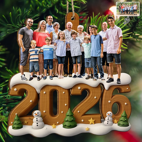 Custom Photo Christmas Family - Personalized Wood Ornament - Christmas Gifts For Mom, Dad, Brother, Sister