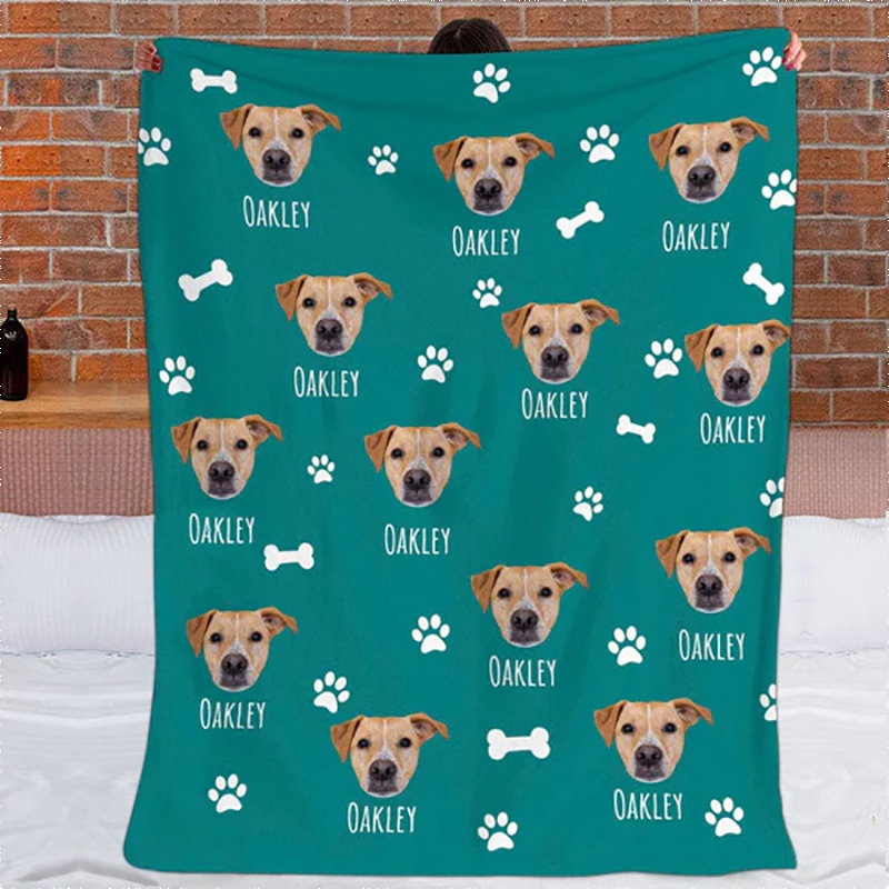 Custom Photo Dog Cat Blanket fleece blanket, soft fleece fabric close-up