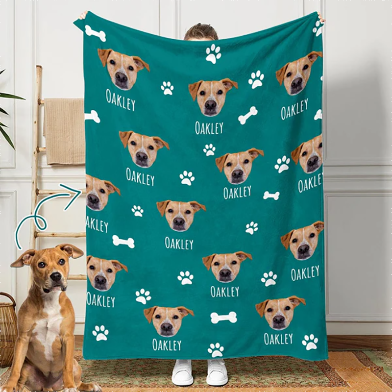 Custom Photo Dog Cat Blanket - Personalized Gift for Dog/Cat Lovers, Pet Lovers, Dog Mom, Cat Mom, Dog Dad, Cat Dad