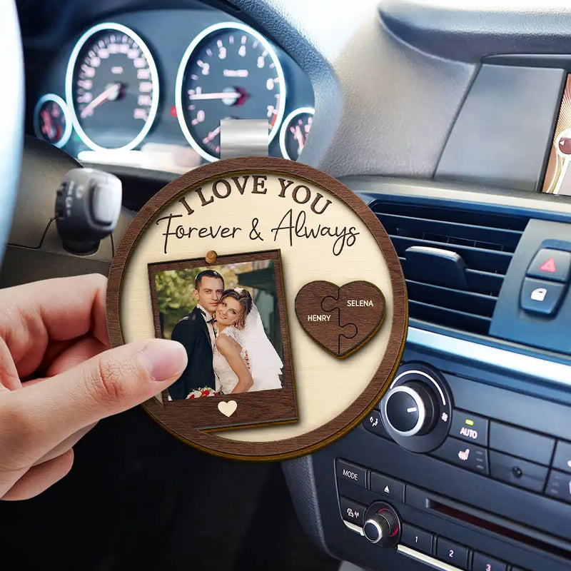 Custom Photo Drive Safe I Love You Couples - Personalized Shaped Car Visor Clip - Gift For Her/Him, Husband/Wife, Couples on Anniversary, Valentine's Day