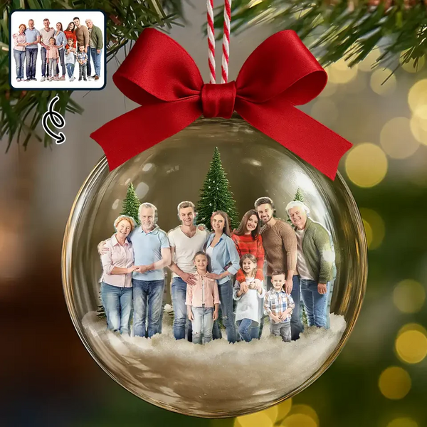 Custom Photo Family Is The Greatest - Personalized Ball Ornament - Christmas Gifts For Mom, Dad, Brother, Sister