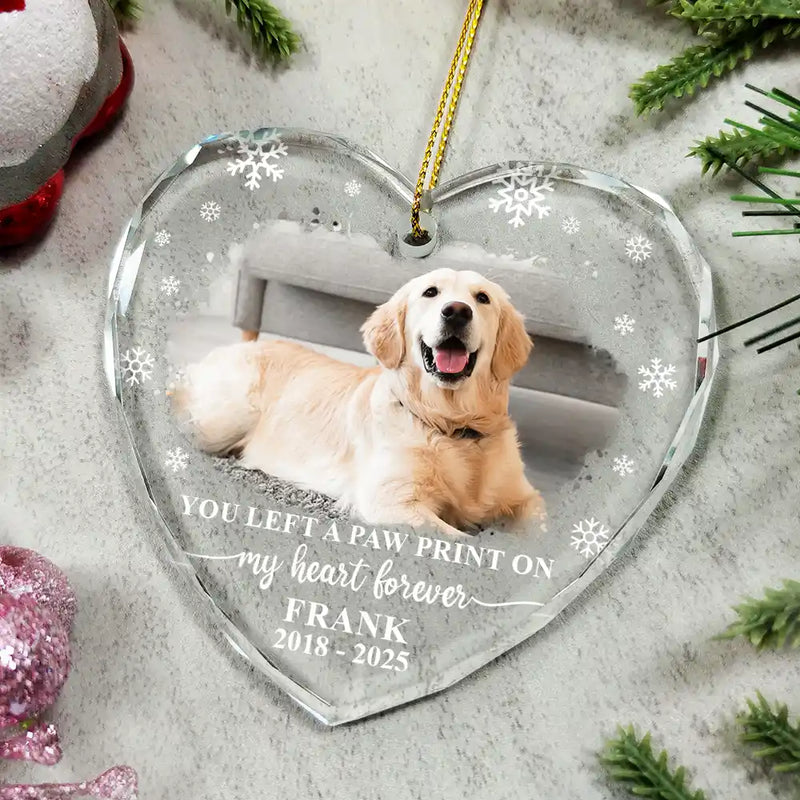 Custom Photo Forever Loved Memorial Dog Cat - Personalized Heart Shaped Glass Ornament - Sympathy Gift For Pet Owners, Pet Lovers 4