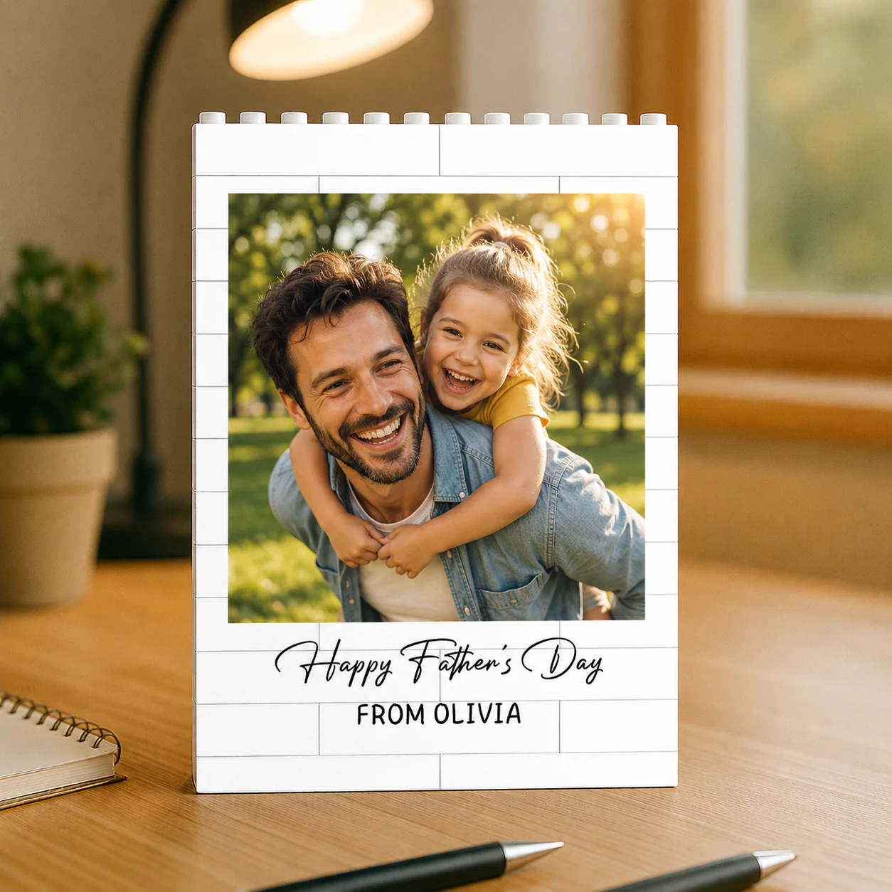 Custom Photo Happy Father's Day - Personalized Building Brick Blocks - Father's Day Gifts for Dad, Daddy