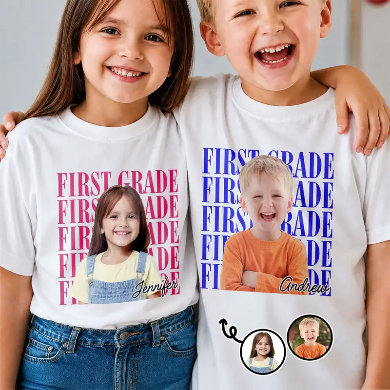 Custom Photo Kid Portrait Kindergarten youth t-shirt, alternate view 2