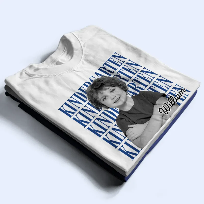 Custom Photo Kid Portrait Kindergarten - Custom Kid Shirt for Back To School | Personalized Gift for Student, Son, Daughter | Kindergarten, Pre-K, Preschool
