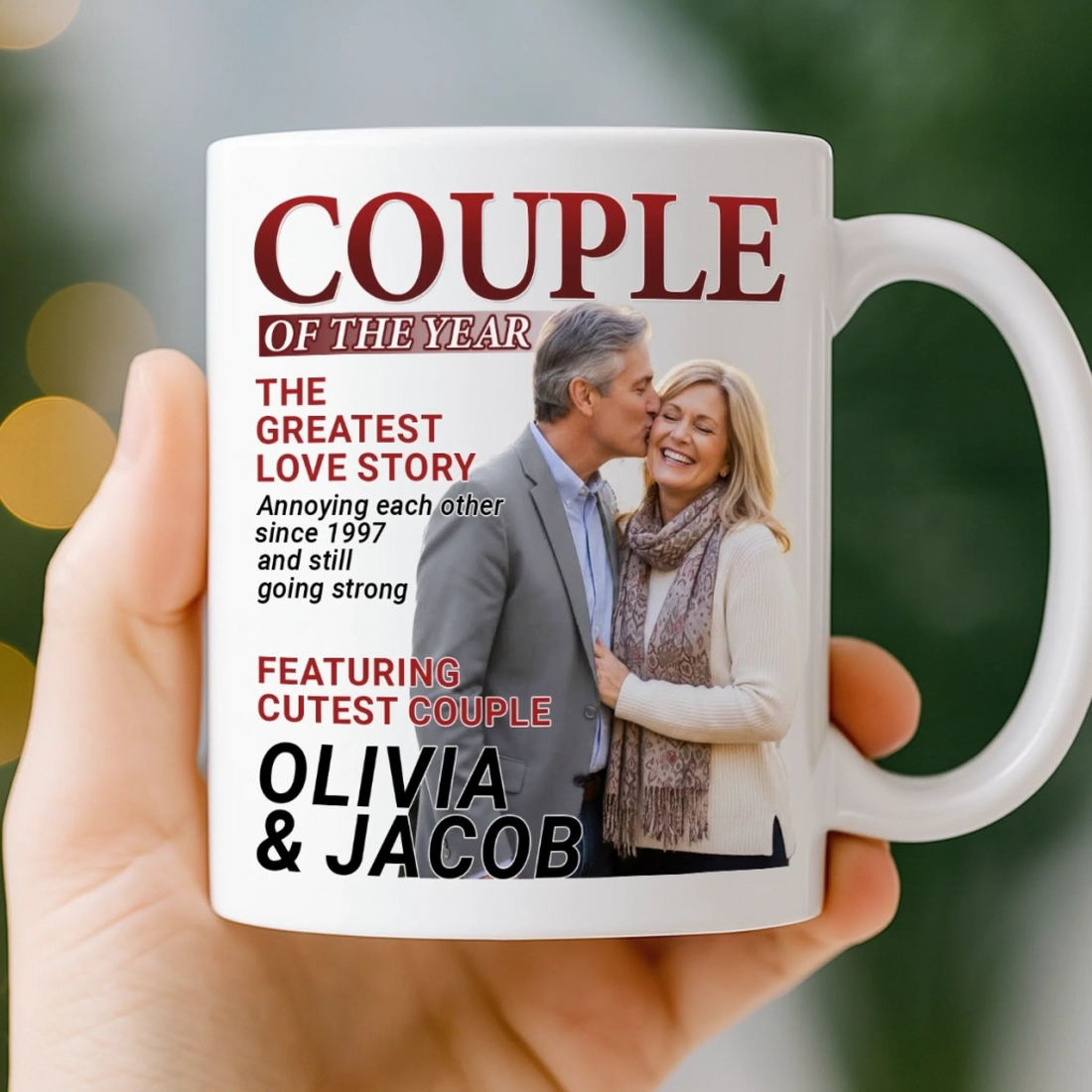 Couple's Custom Magazine Mug: Personalized Photo "Couple of the Year", alternate view 2