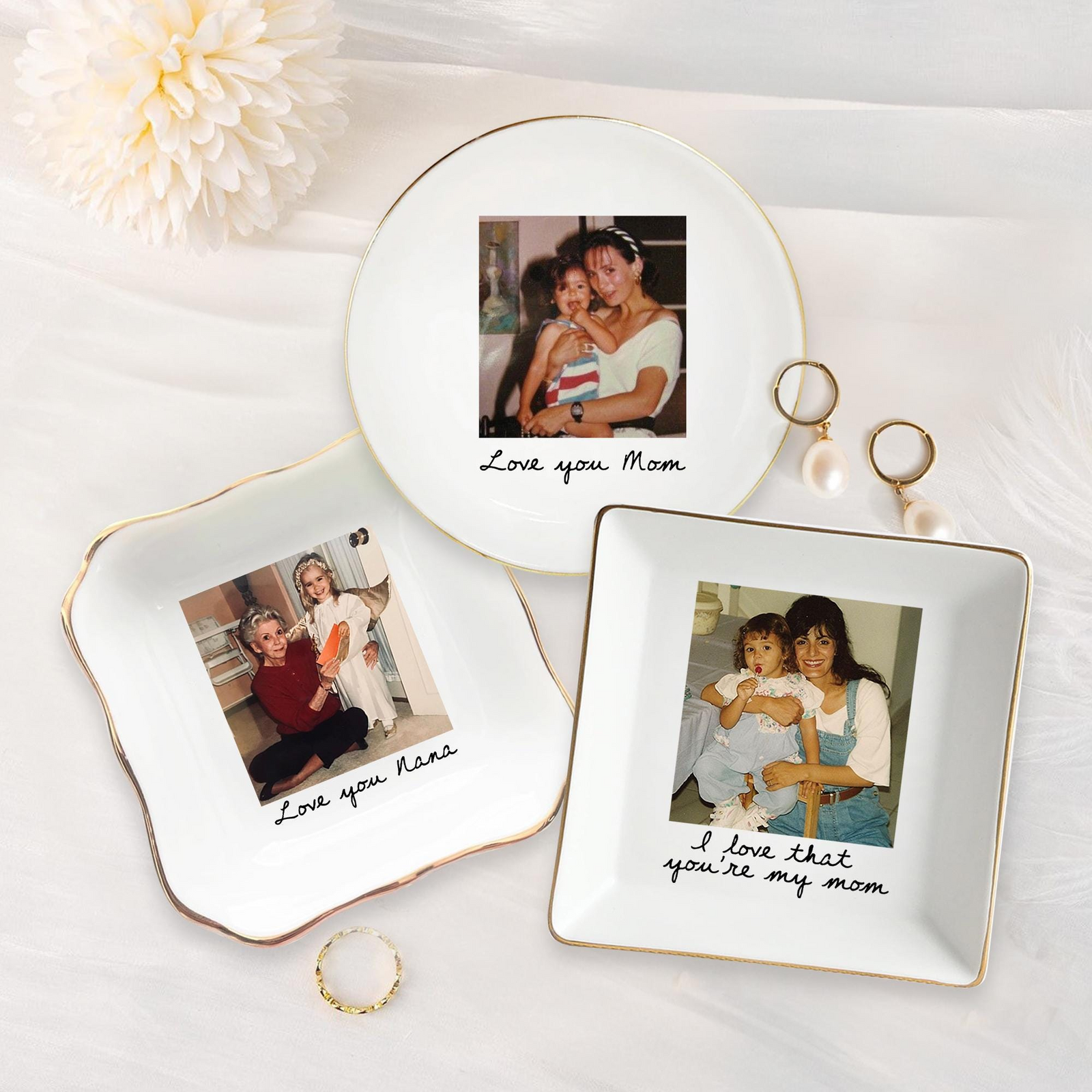 Custom Photo Mom Trinket Tray - Personalized Jewelry Dish - Mother's Gift For Mom, Grandma
