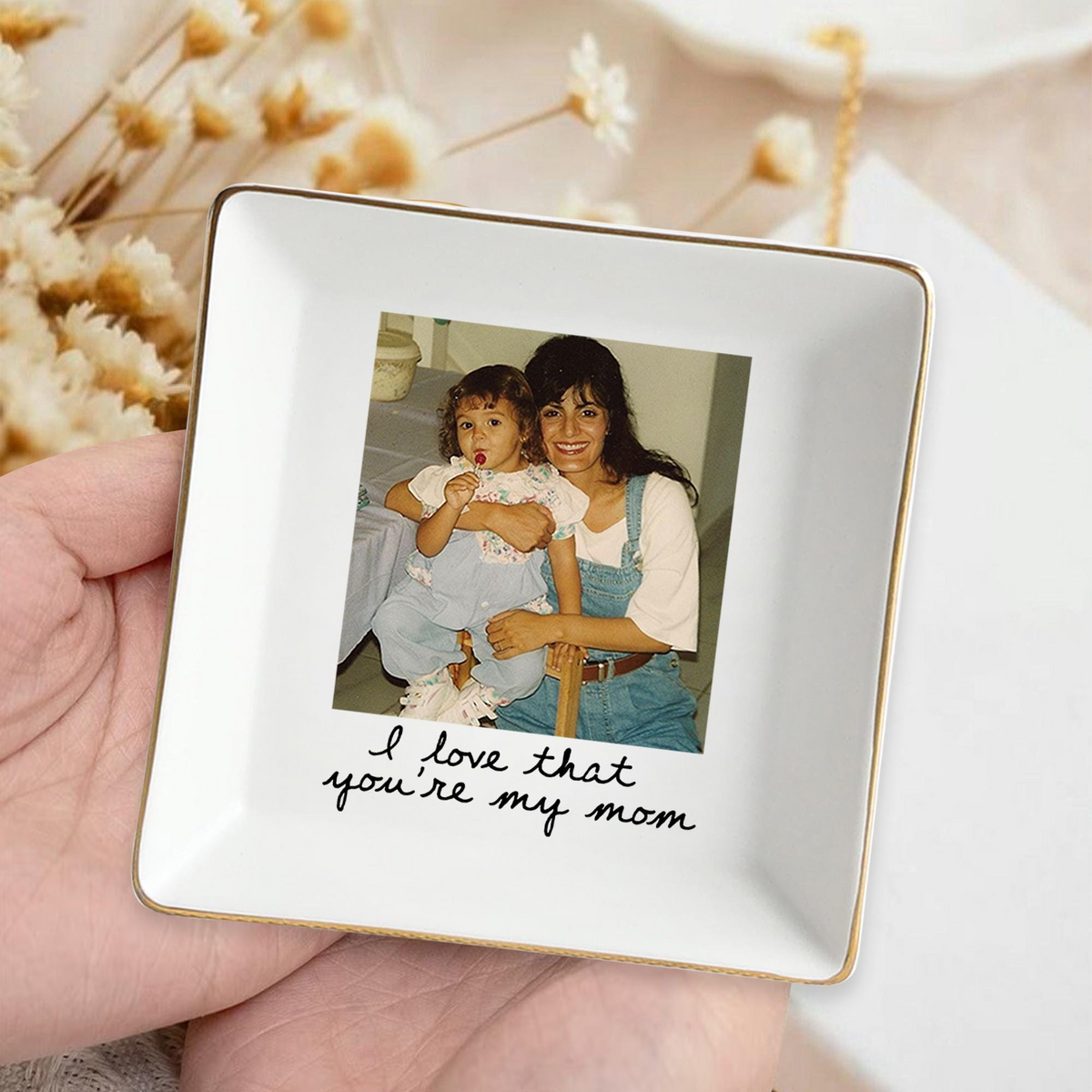Custom Photo Mom Trinket Tray - Personalized Jewelry Dish - Mother's Gift For Mom, Grandma