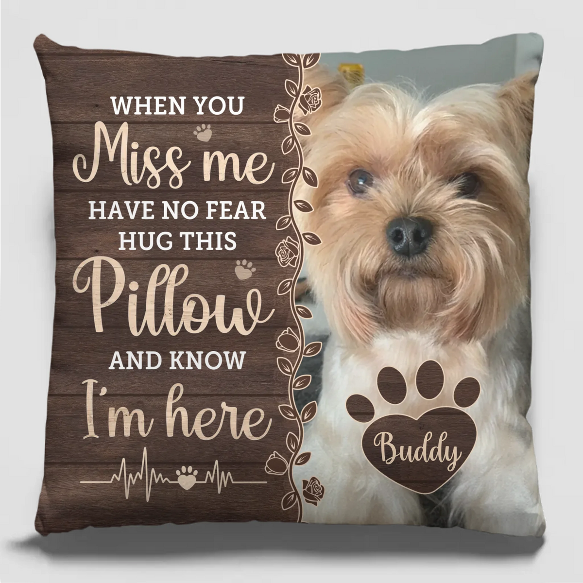 Custom Photo When You Miss Me Pet Memorial - Personalized Custom Pillow - Sympathy Gift For Pet Owners, Pet Lovers