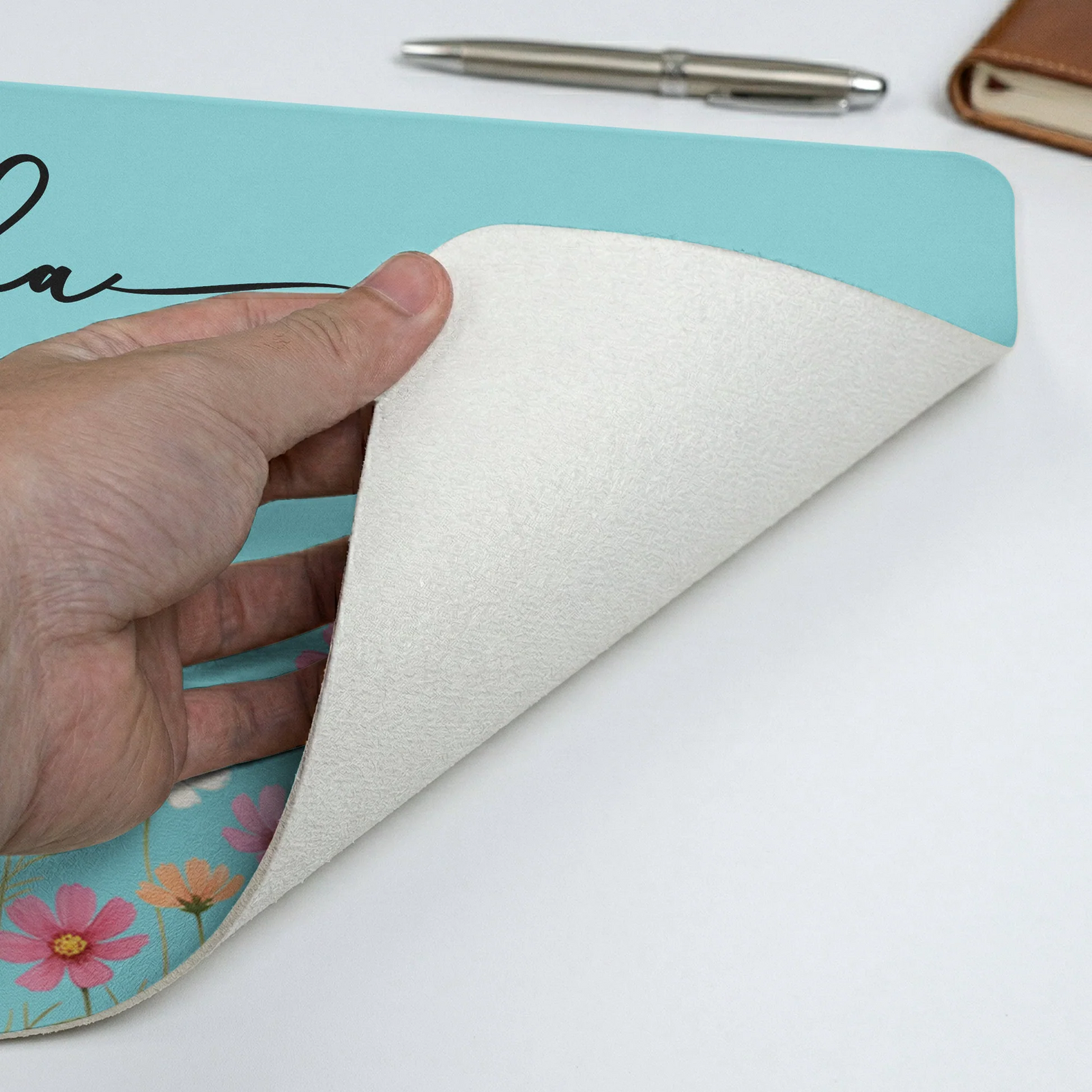 Custom Birth Flower & Name - Personalized Desk Mat - Gift For Her, Coworkers, Friends, Teacher
