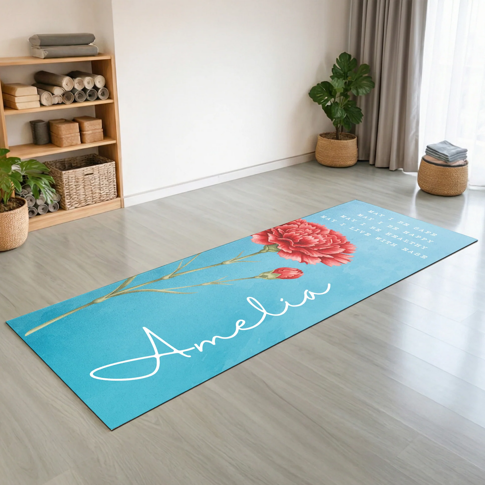 Custom Name Birth Flower - Personalized Yoga Mat - Gift For Yourself, Women, Yoga Lovers