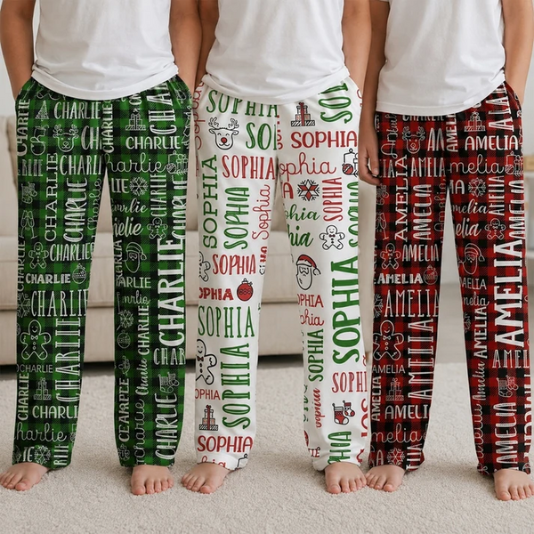 Custom Name Christmas Gifts For Family Members, Kids - Personalized Pajama Pants - Christmas Gift For Family, Mom, Dad, Brothers, Sisters