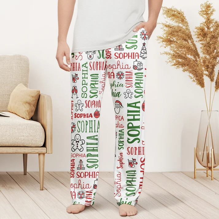 Custom Name Christmas Gifts For Family Members, Kids - Personalized Pajama Pants - Christmas Gift For Family, Mom, Dad, Brothers, Sisters