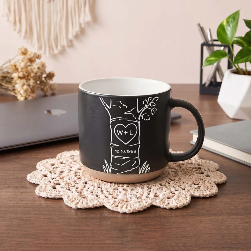 Custom Name & Date Anniversary Gifts For Couple - Personalized Pottery Mug - Wedding, Anniversary Gift For Couples, Wife/Husband